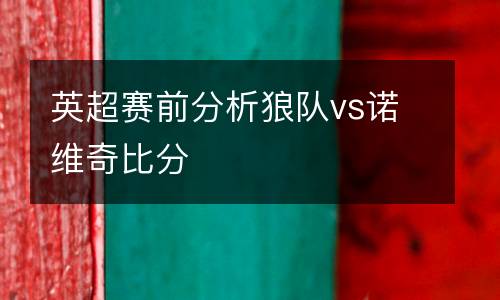 英超賽前分析狼隊vs諾維奇比分